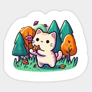 kitty in the woods Sticker